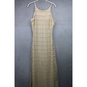 Vintage ALGO Crochet Sheer Maxi Dress-12-Lined with Satin-Cottagecore-Y2K